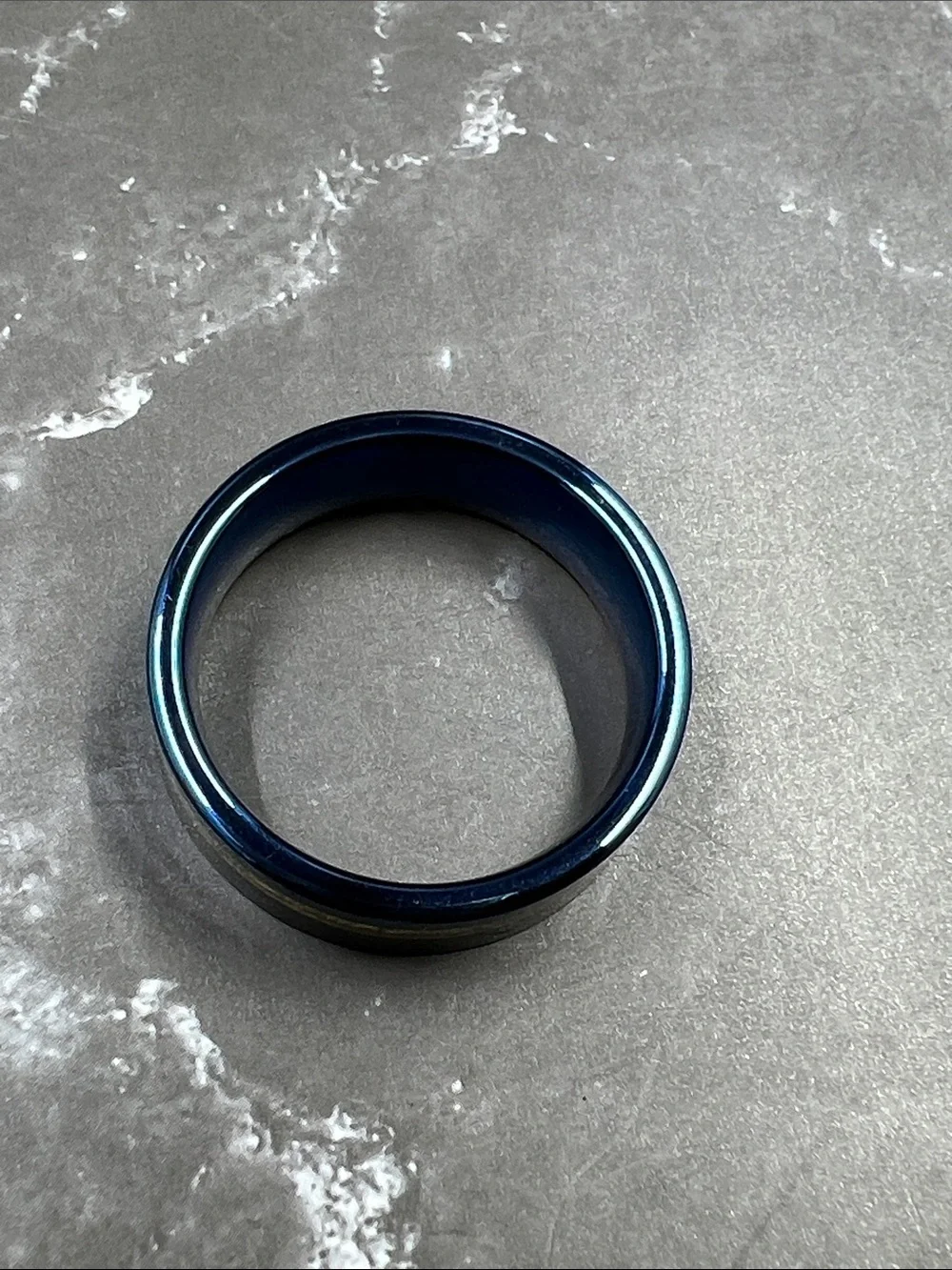 Three Keys Jewelry 8mm Blue Tungsten w/ Meteorite Inlay Wedding Band